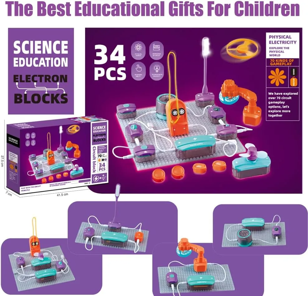 34Pcs Science Experiments Circuit Board Kit