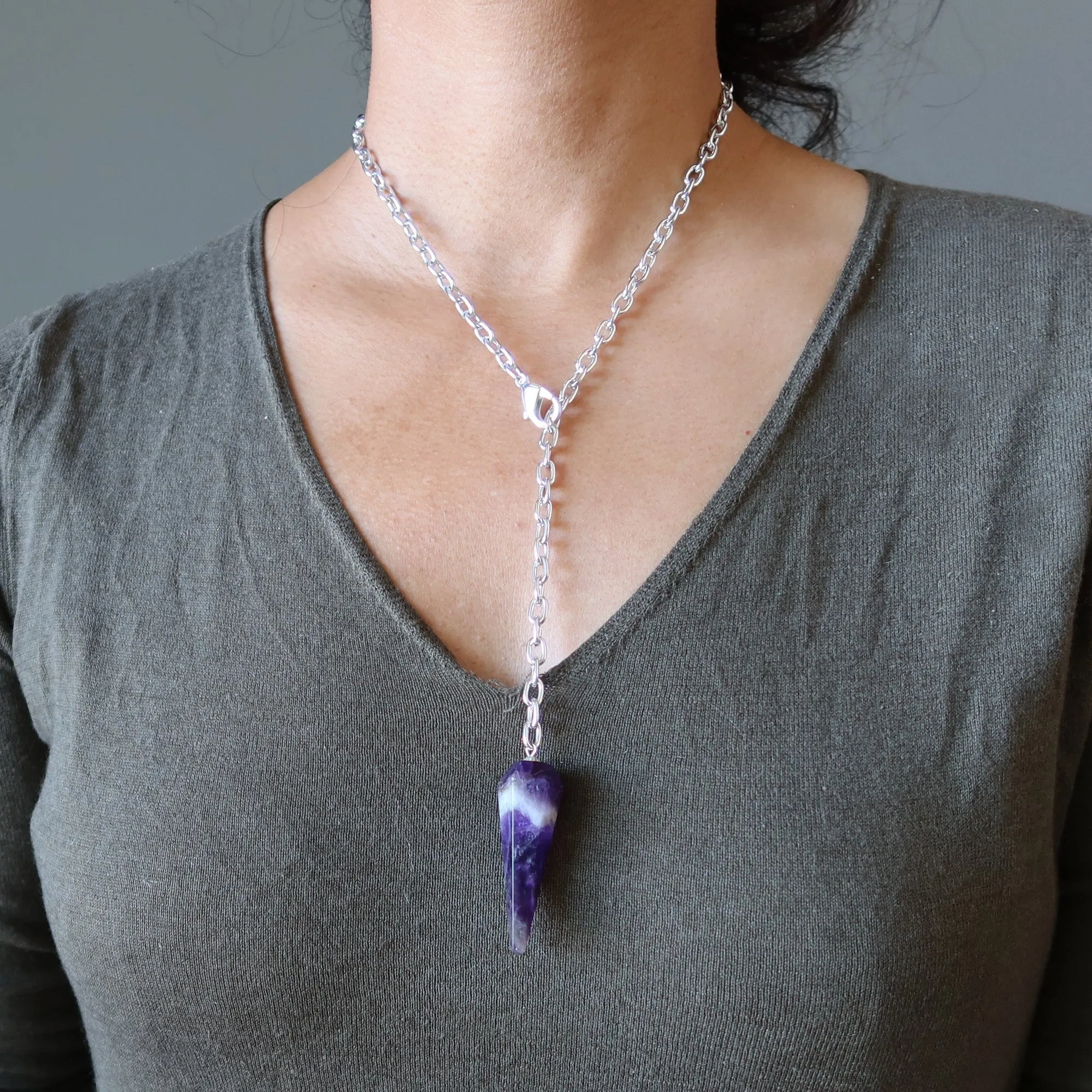 Amethyst Necklace Convertible Pendulum On the Go