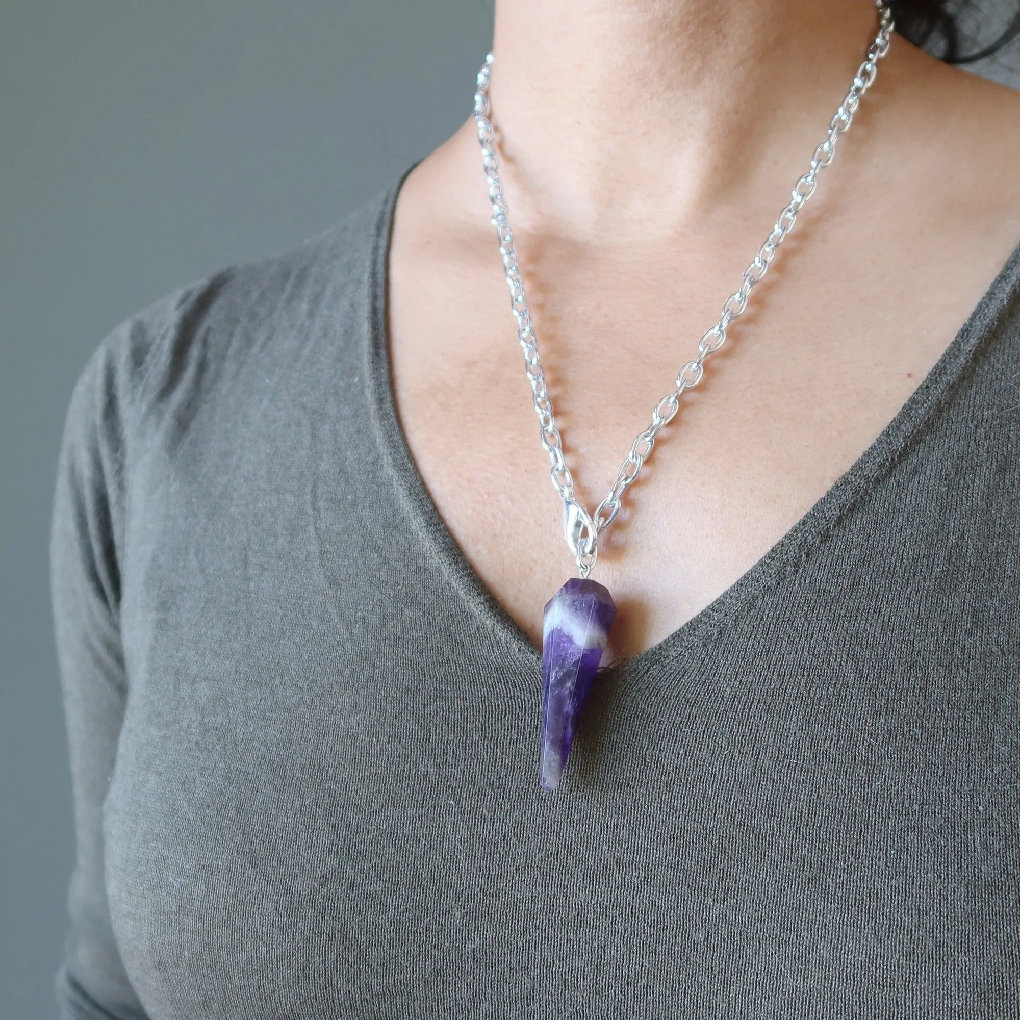 Amethyst Necklace Convertible Pendulum On the Go