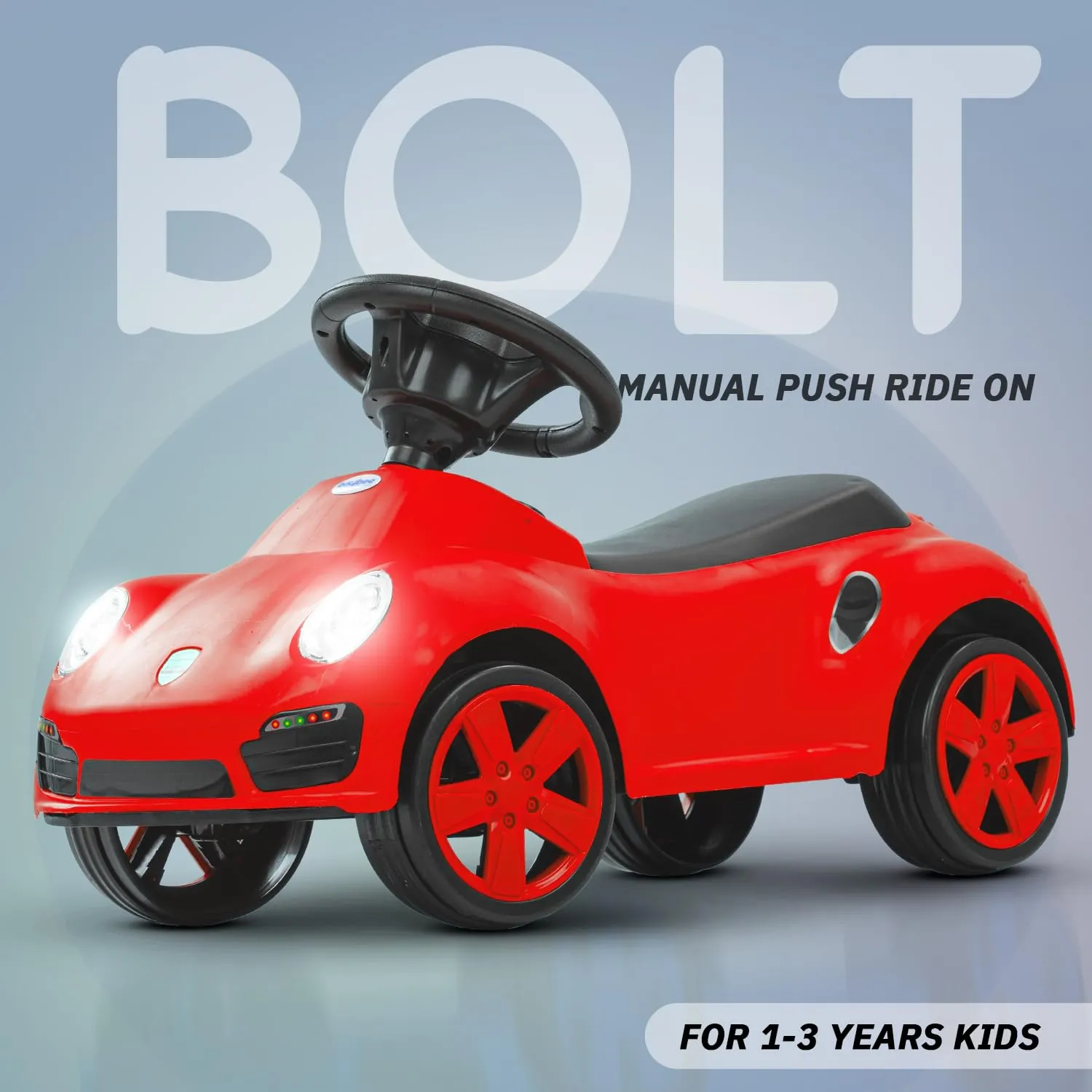 Baybee Bolt Push Ride on Car for Kids, Baby Rideons Car with Music, Light & Comfort Seat | Push Baby Cars Toys for Kids Toddlers | Kids Car Ride on for Kids to Drive 1 to 3 Years Boys Girls (Red)