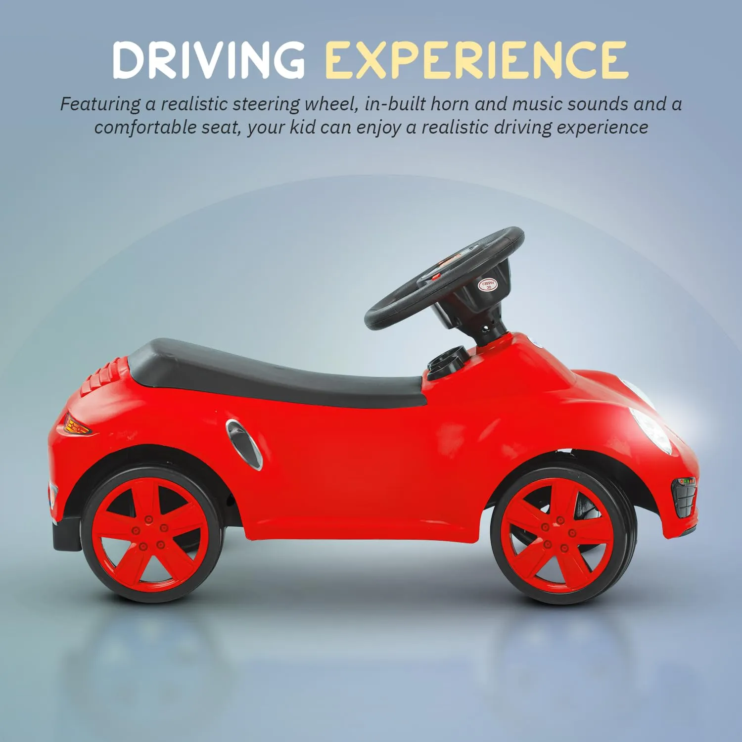 Baybee Bolt Push Ride on Car for Kids, Baby Rideons Car with Music, Light & Comfort Seat | Push Baby Cars Toys for Kids Toddlers | Kids Car Ride on for Kids to Drive 1 to 3 Years Boys Girls (Red)