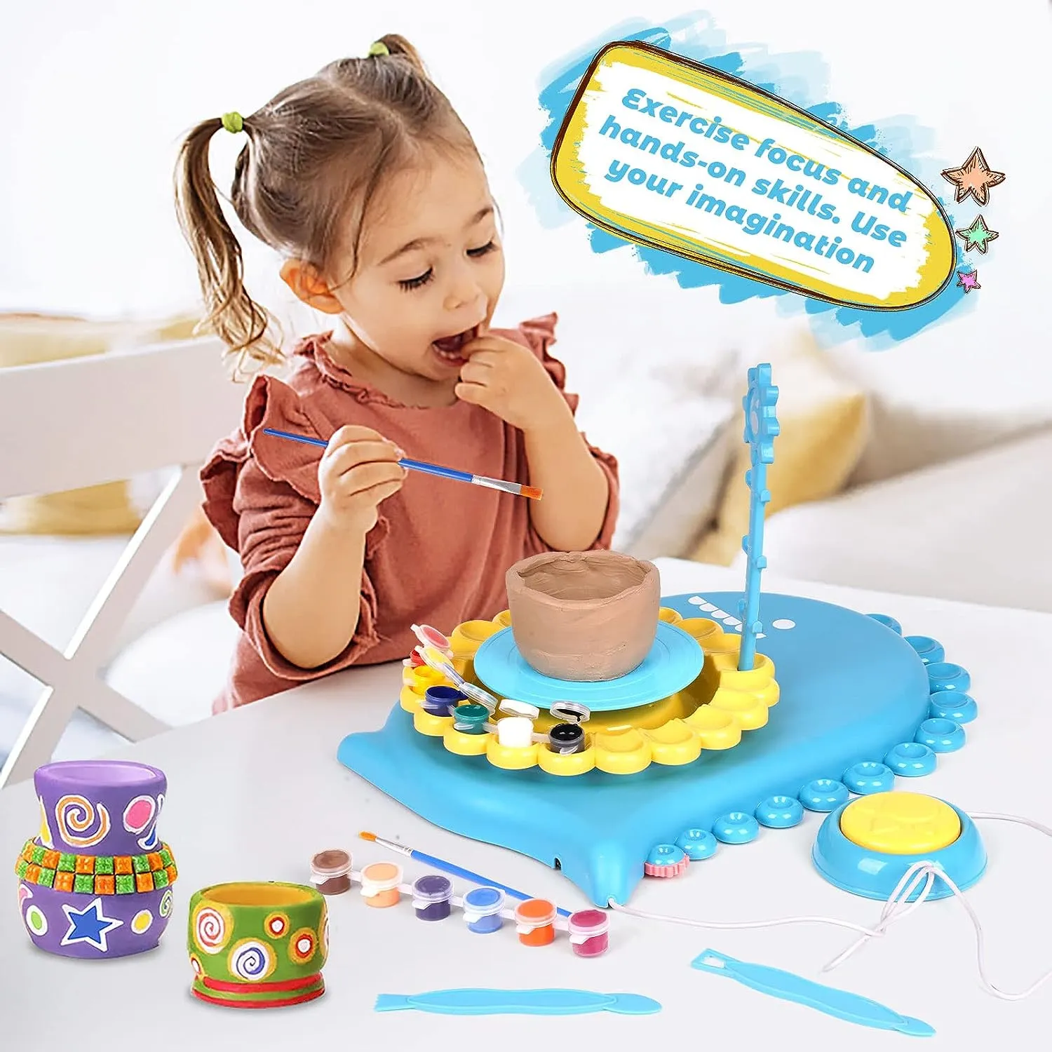 Kids Pottery Wheel Kit-Blue