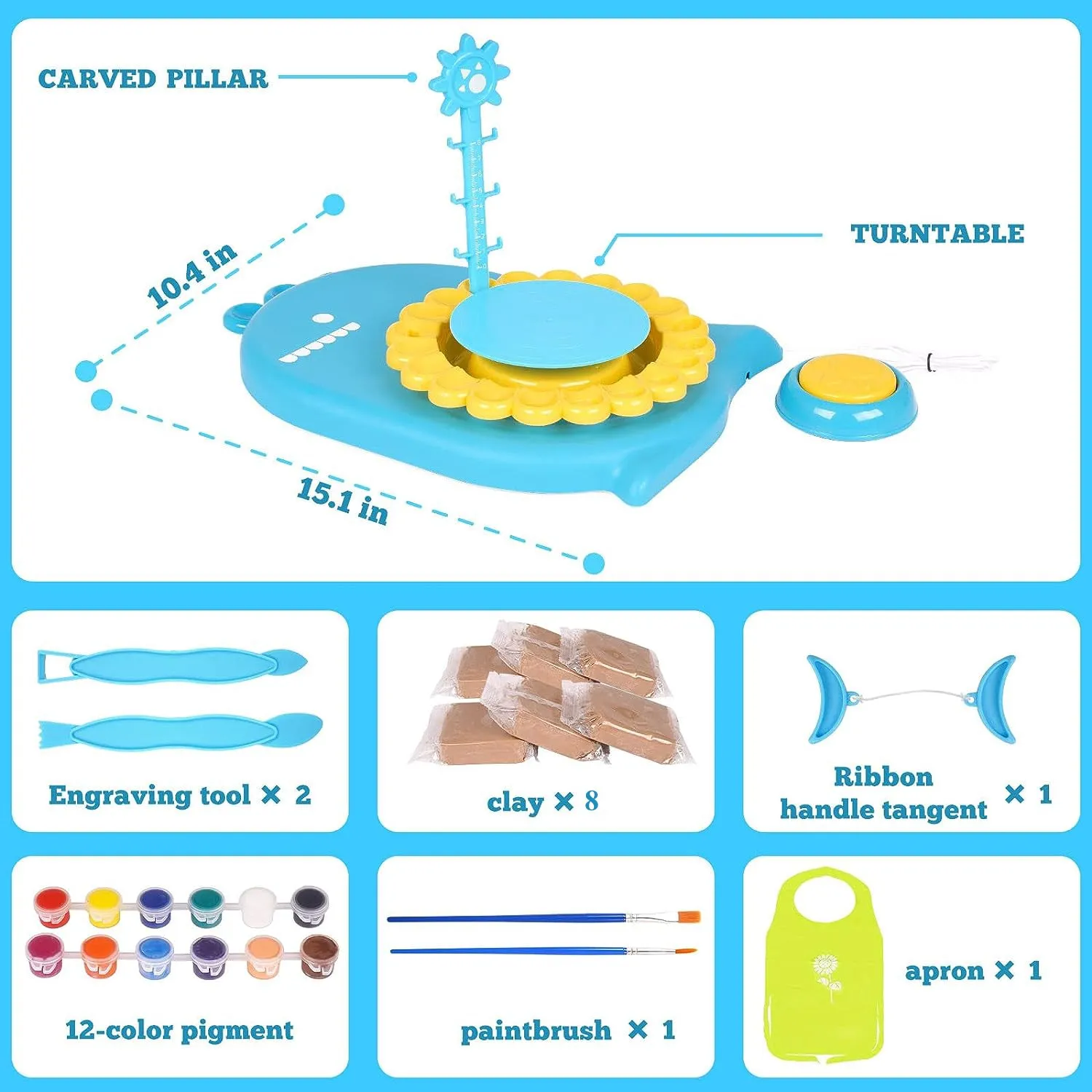 Kids Pottery Wheel Kit-Blue